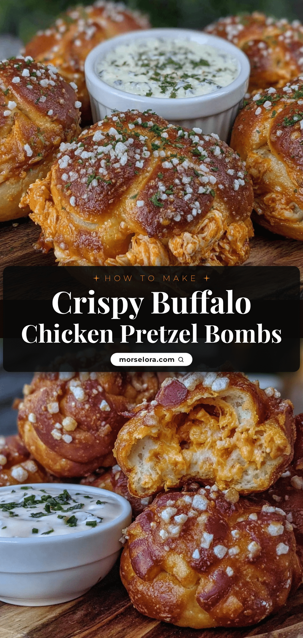 crispy buffalo chicken stuffed pretzel bombs recipe