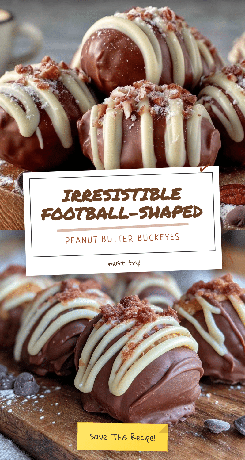 football-shaped peanut butter buckeye truffles recipe