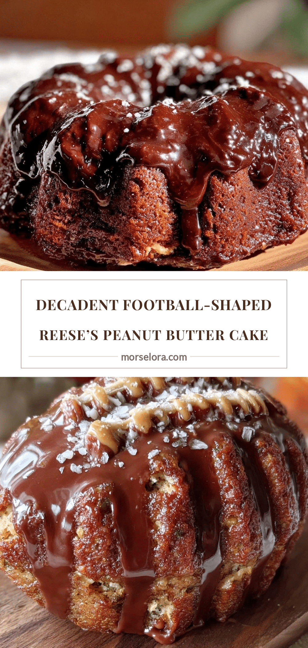 football-shaped reese’s peanut butter cake recipe