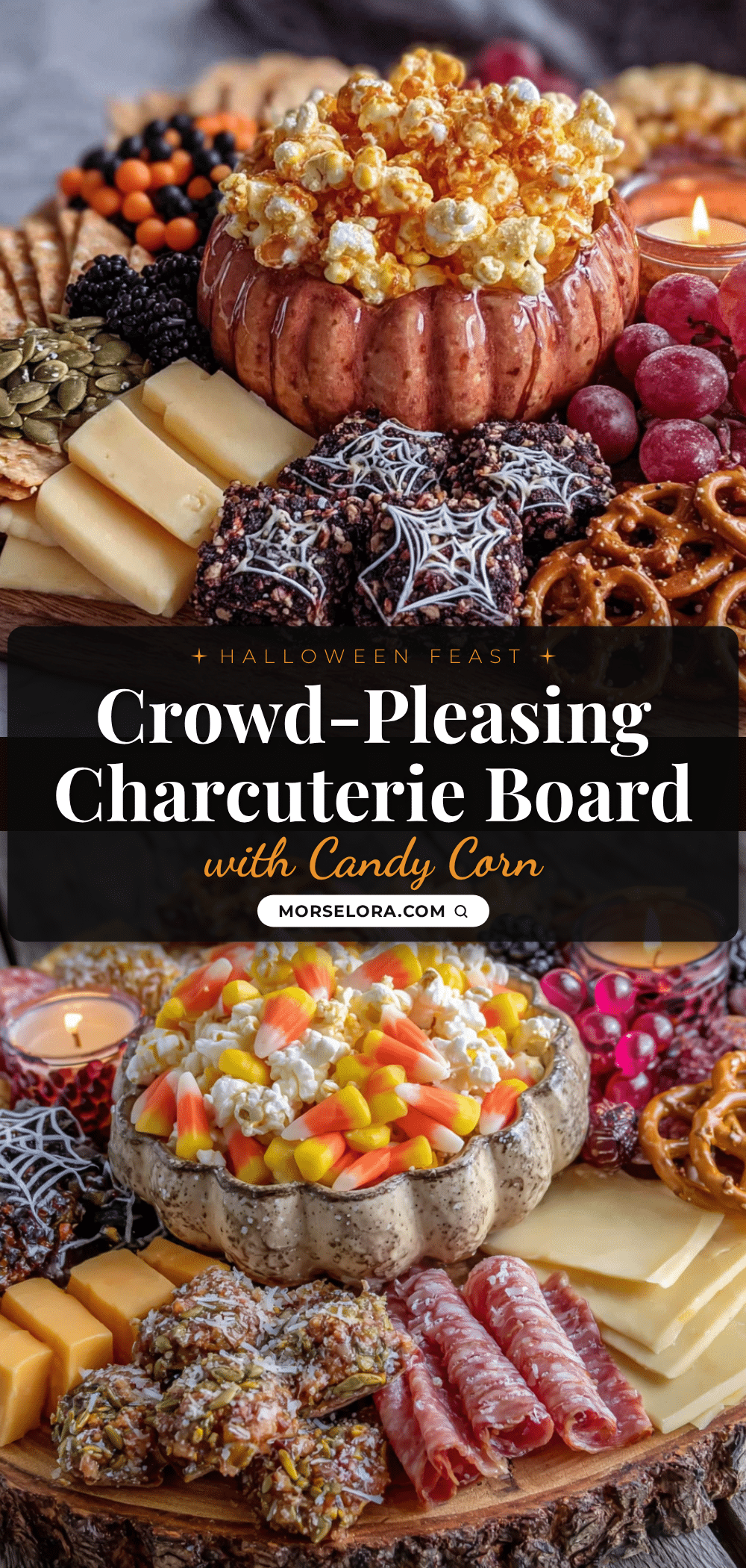 Halloween charcuterie board with candy corn recipe